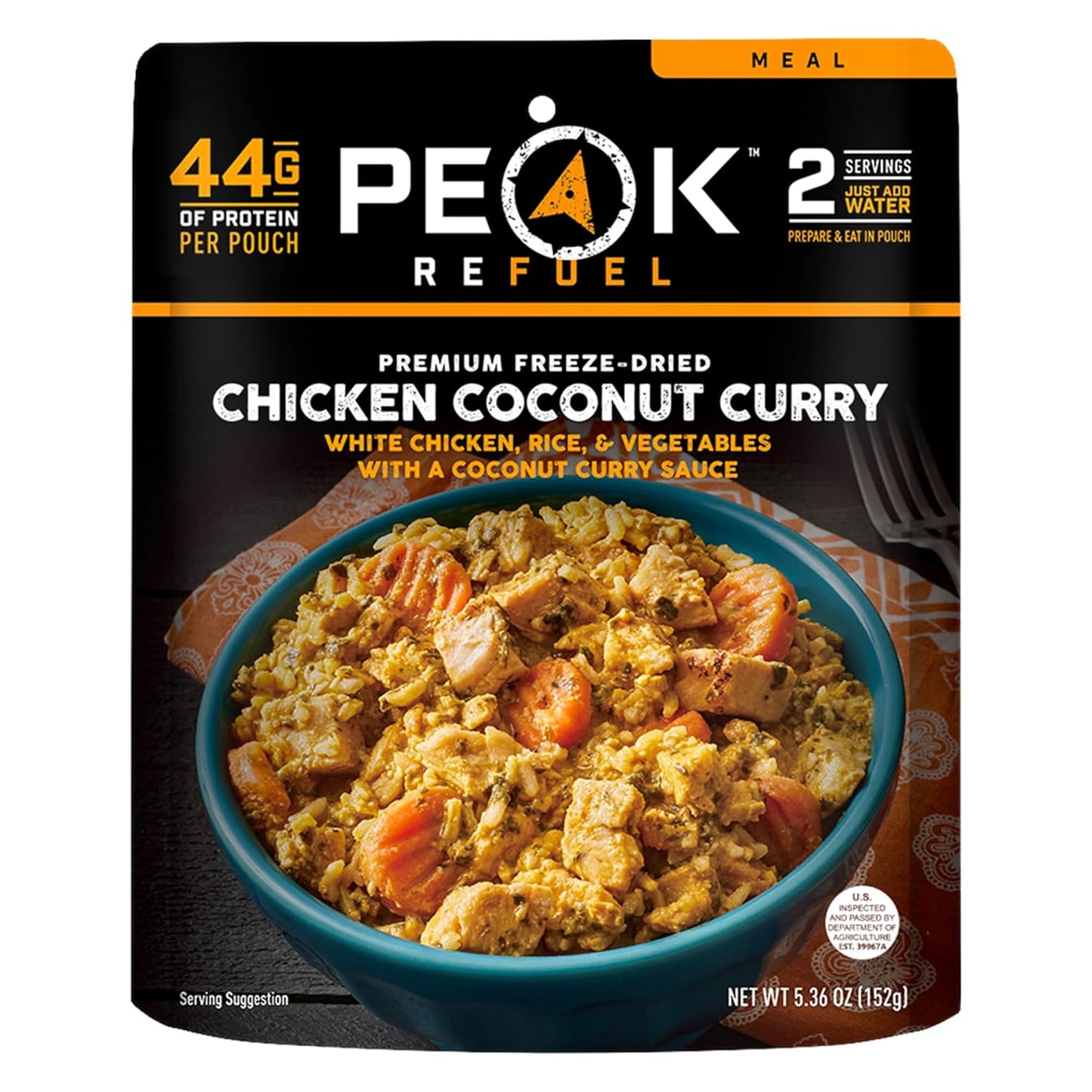 Peak Refuel Chicken Coconut Curry - High Protein Freeze-Dried Camping Food | Quick Prep | 2 Servings