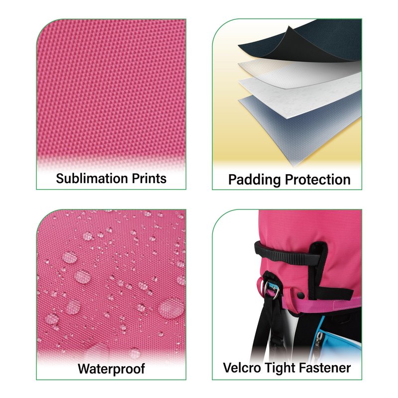 SANDIAN, Pink Color, Golf Bag Rain Hood Cover, Waterproof 1260D Oxford Polyester, 12x20 Inches, Padded Protection, PU Coated, Two Sided Zipper, Adjustable Buckle Lock Fasteners, Snap Button Locking