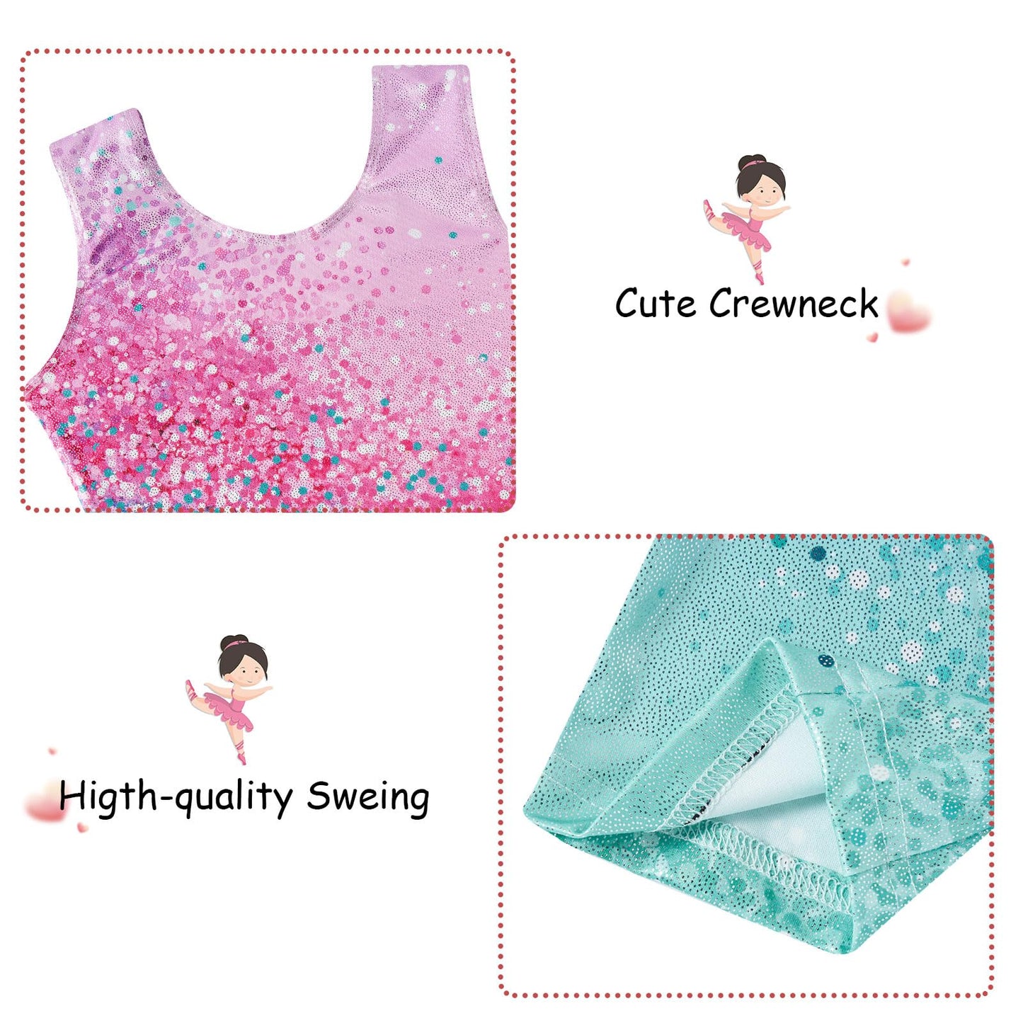 Idgreatim Girls Gymnastics Leotards Size 6-7 Biketard Unitards with Shorts Sparkly Neon Print Tumbling Outfit Clothing 6-7 Years Old