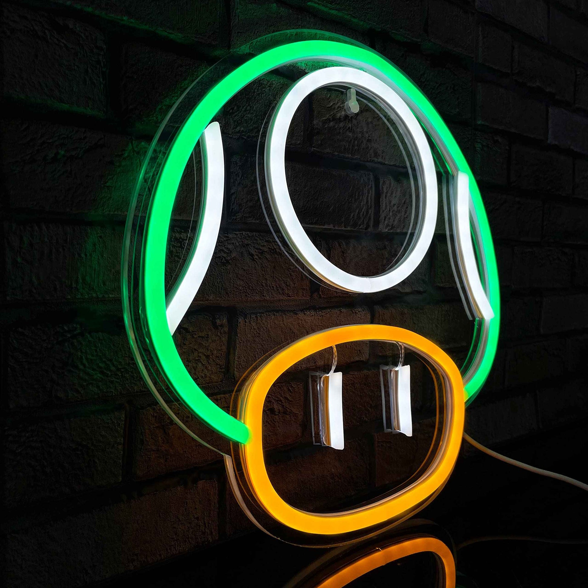 Heliwey Game LED Neon Light Sign for Game Room Decor Super Mushroom NPC Wall Decor for Bedroom, Man Cave, Party, Gaming Club Neon Wall Signs (Green)