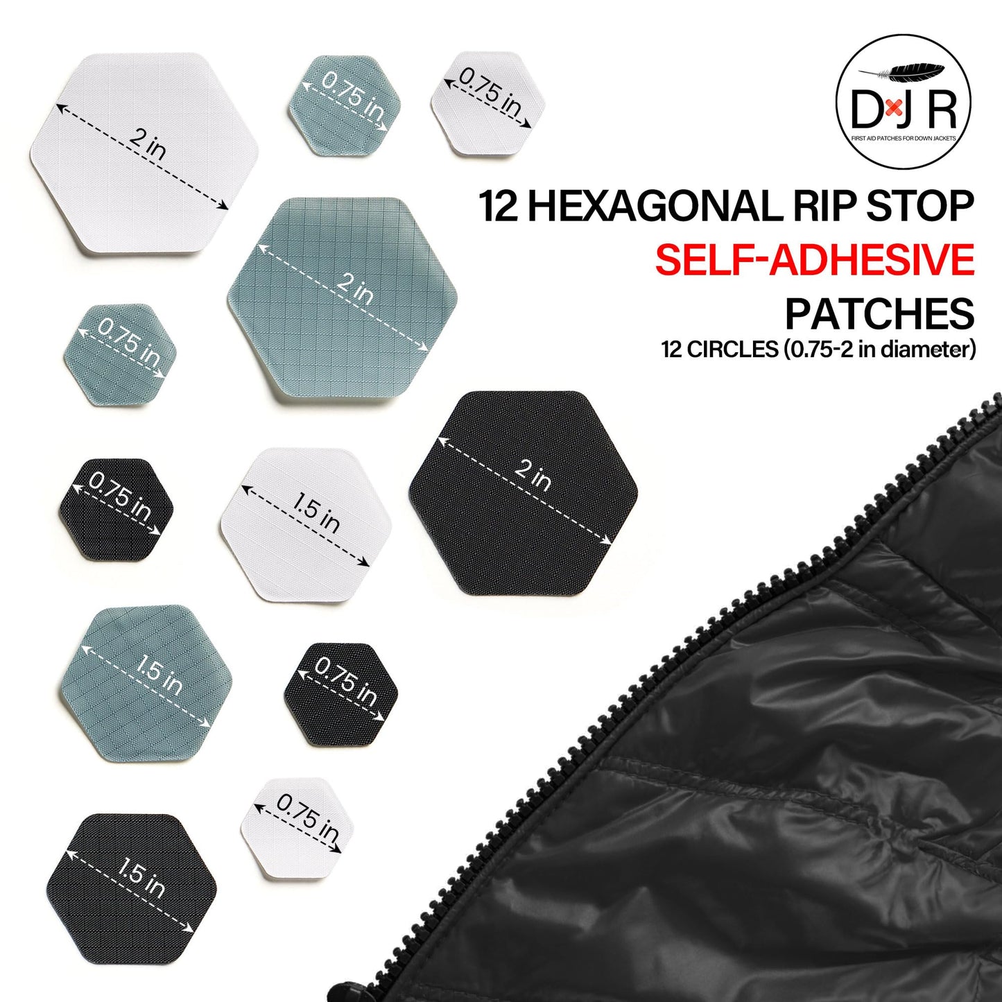 HEX Triple - Three Colour Kits - Hexagonal Down Jacket Self-Adhesive Repair Patches