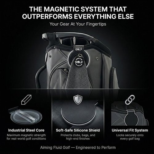 Aiming Fluid Golf Magnetic Landing Pad – Industrial Steel Core, Universal Fit for All Golf Bags, Soft-Safe Protection Layer – Secure Mount for Magnetic Golf Towels, Rangefinder & Golf Accessories