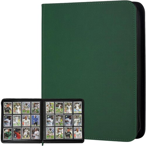 GERMUN Trading Card Binder - 12 Pocket Premium Card Holder for 720 Cards | Dark Green Double-Sided Album