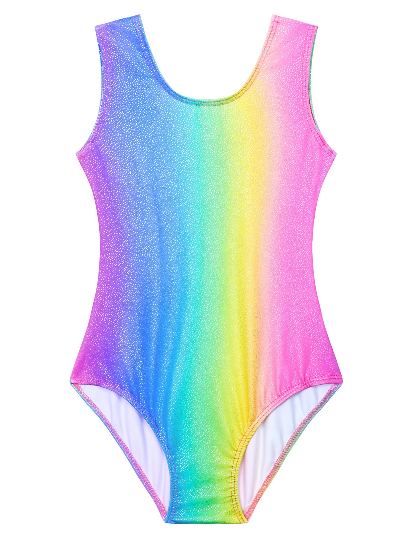 Domusgo Gymnastics Leotards for Girls 6-7 Years Old Colorful Stripes Sparkly One Piece Tumbling Outfits