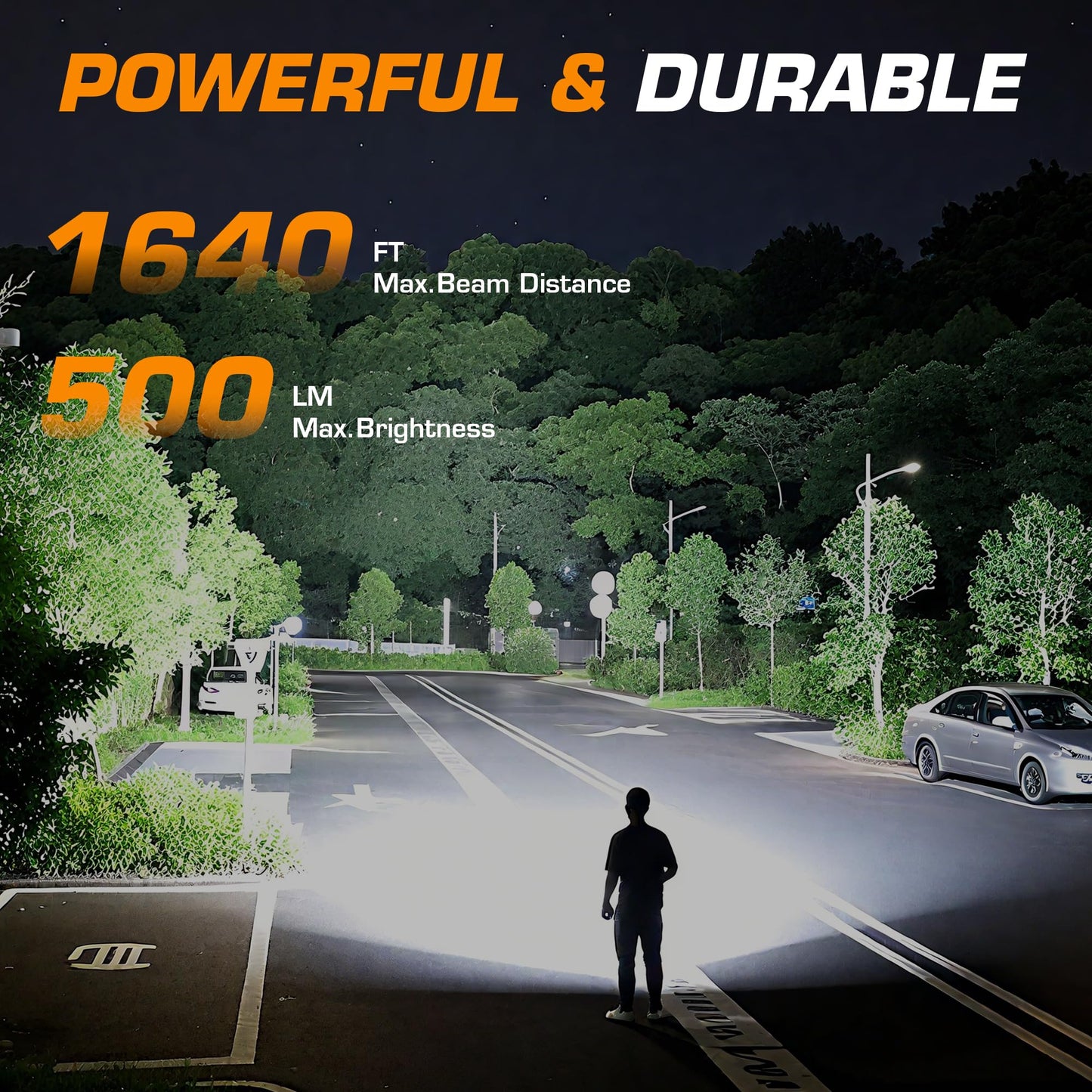 EverBrite Powerful Rechargeable Spotlight, 500lm LED Flashlight with Adjustable Stand, Perfect for Outdoor, Work, Emergency