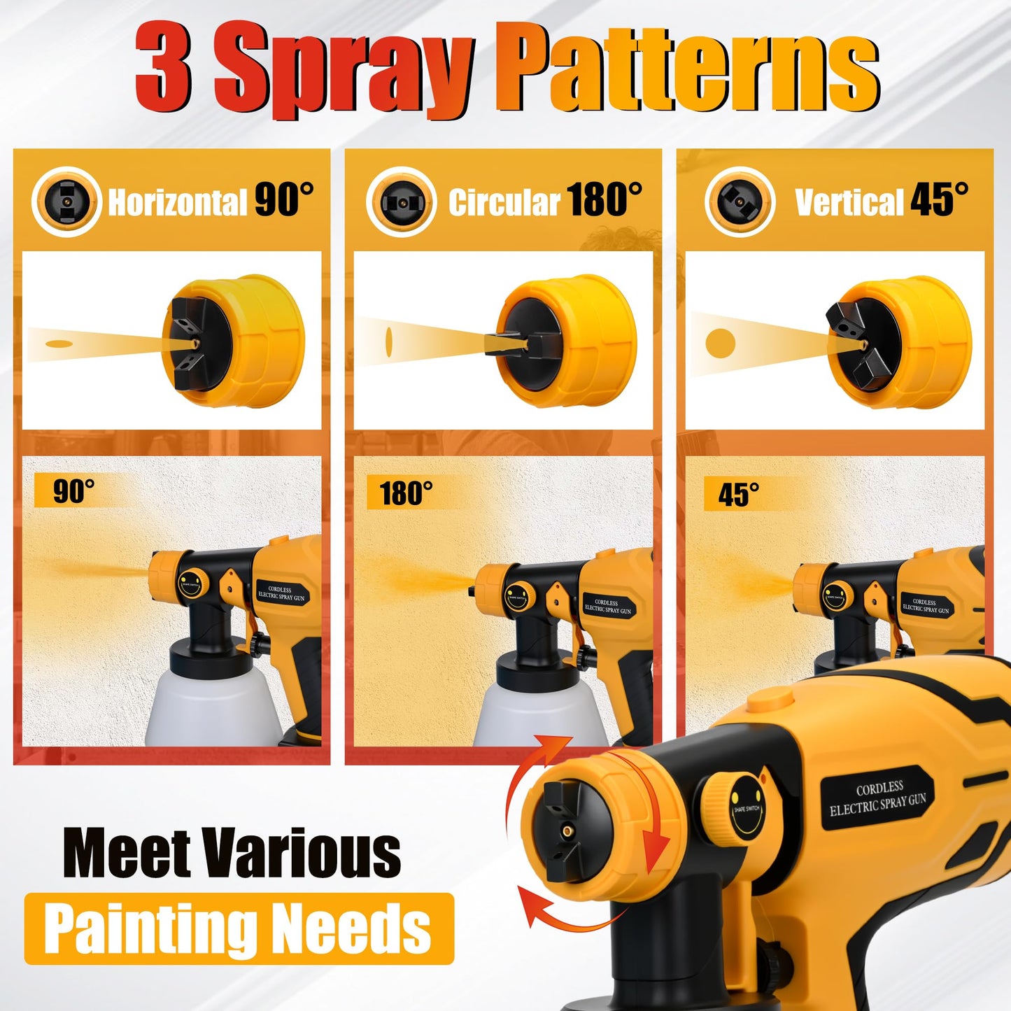 Paint Sprayer with Battery and Charge, 2 X 4.0mah 21v Battery,Cordless Paint Sprayer with 1000ml Large Container, 1.0mm & 2.5mm Nozzles,Electric Spray Paint Gun for House Painting Furniture