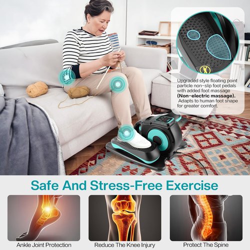 AODI Under Desk Elliptical Machine, Leg Exerciser for Seniors Adults, Adjustable Speeds Elliptical Trainer with Remote, Quiet & Portable Mini Seated Pedal Exerciser for Home Office Use