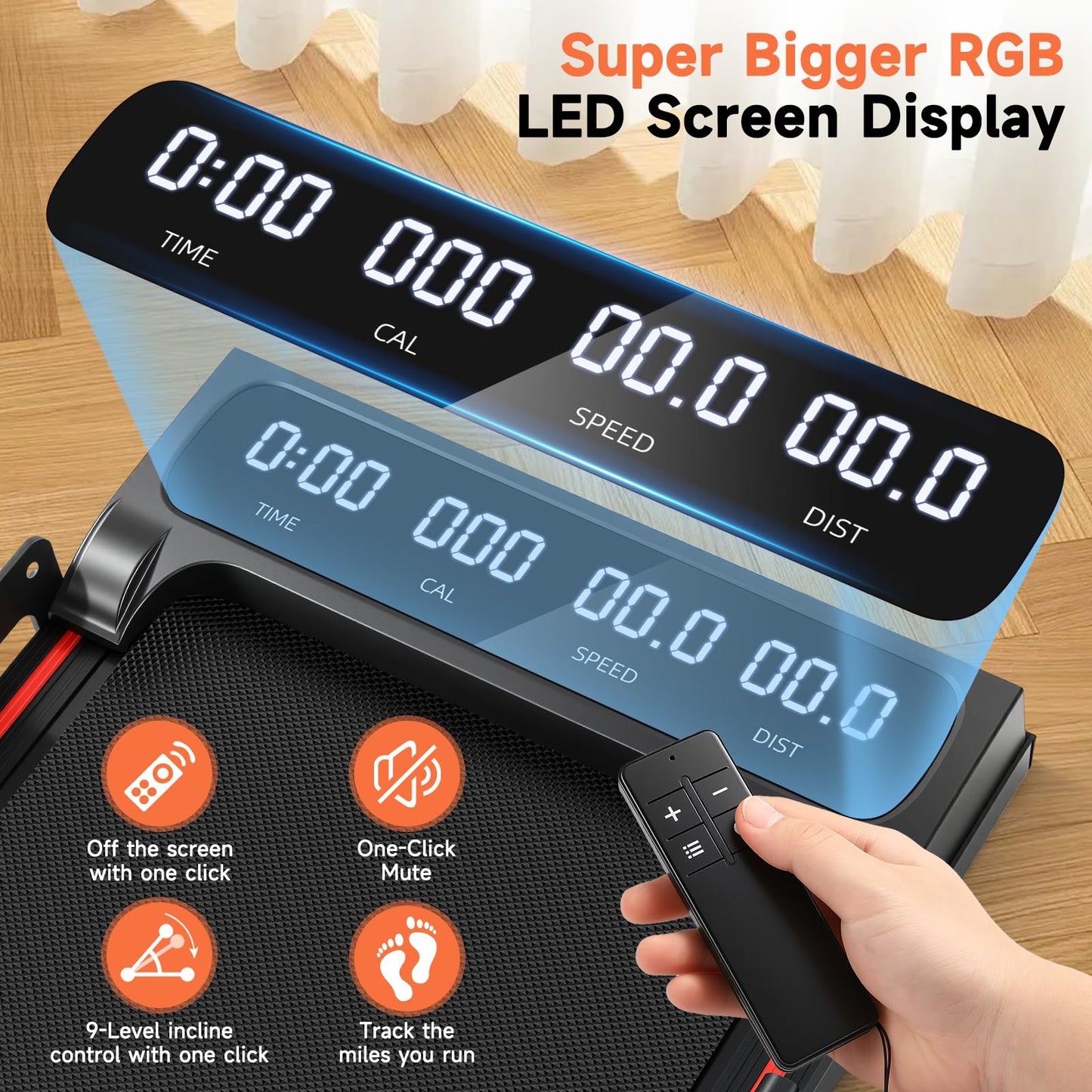 3-in-1 Walking Pad with Handle Bar, 9% Incline Portable Treadmills for Home Small Space,Under Desk Treadmill with 300lbs Capacity, Compact Designed with LED Screen Display,Remote Control