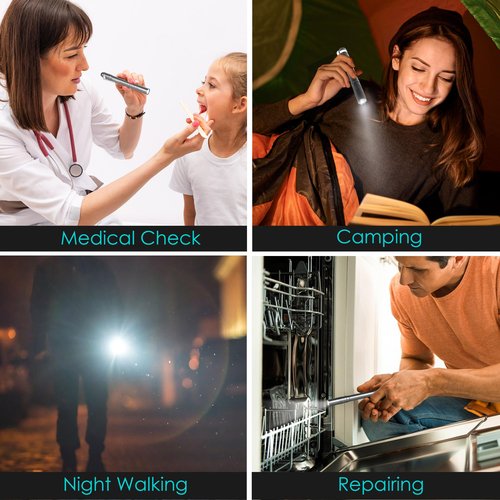 FASTPRO 6-Pack Pen Light, Aluminum LED Penlights with Batteries Included, Pocket Pen Flashlight with Clip for Inspections, Repairs, Camping and Emergencies, Grey