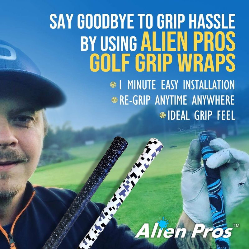 Alien Pros Golf Grip Wrapping Tapes - Innovative Golf Club Grip Solution - Enjoy a Fresh New Grip Feel in Less Than 1 Minute New Style (16-Pack Rainy Days)