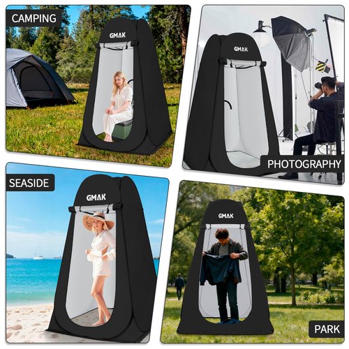GMAK Pop Up Privacy Shower Tent, Portable Pop Up Beach Dressing Changing Room UV/Rain Outdoor Privacy Shelter Camping Tent, Shower Room Toilet Shelters for Outdoor Hiking Beach Picnic Fishing, Black