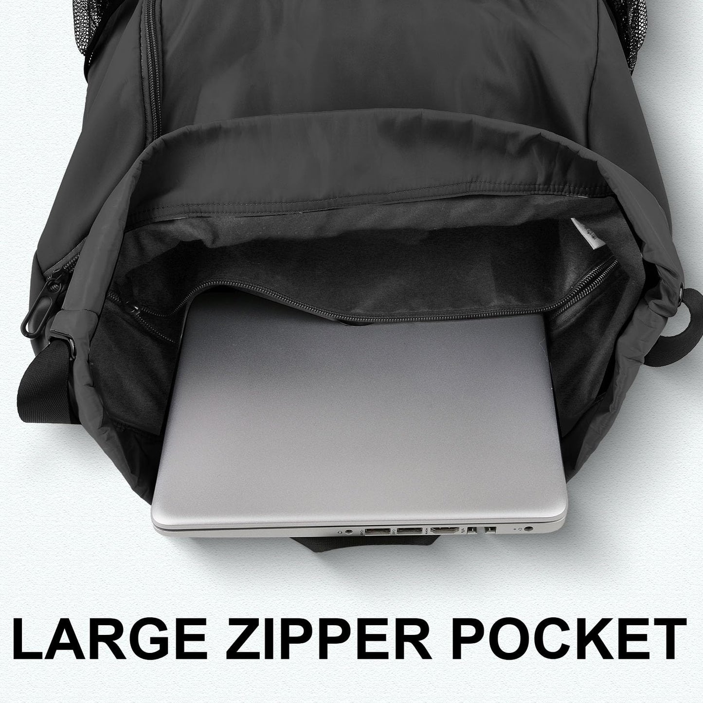 Risefit Drawstring Backpack with Mesh Pockets String Gym Bag Sackpack Sandproof Water Resistant Beach Backpack for Men Women