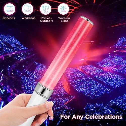 BINWO Reusable LED Glow Stick with 15 Multicolor(1pcs), Equipped with 3 x AAA Batteries Powered LED Stick, Concert Glowstick, Raves (15+ Years Old)