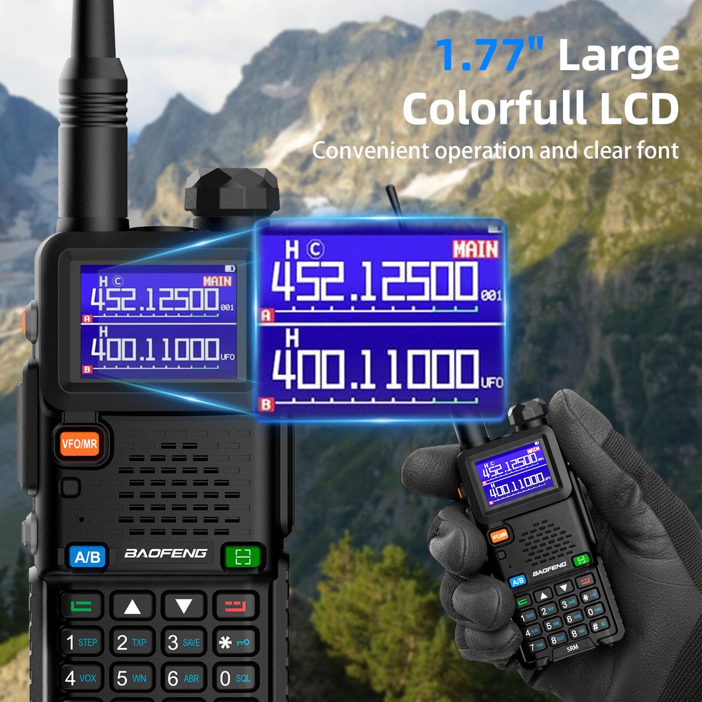 Baofeng Radio UV-5RM Ham Radio Handheld UV5R Walkie Talkies Long Range with NOAA Weather | Rechargeable |Programming Cable & Earpiece | 999 Channels for Emergency,Survival,Hunting,Camping(2 Pack)
