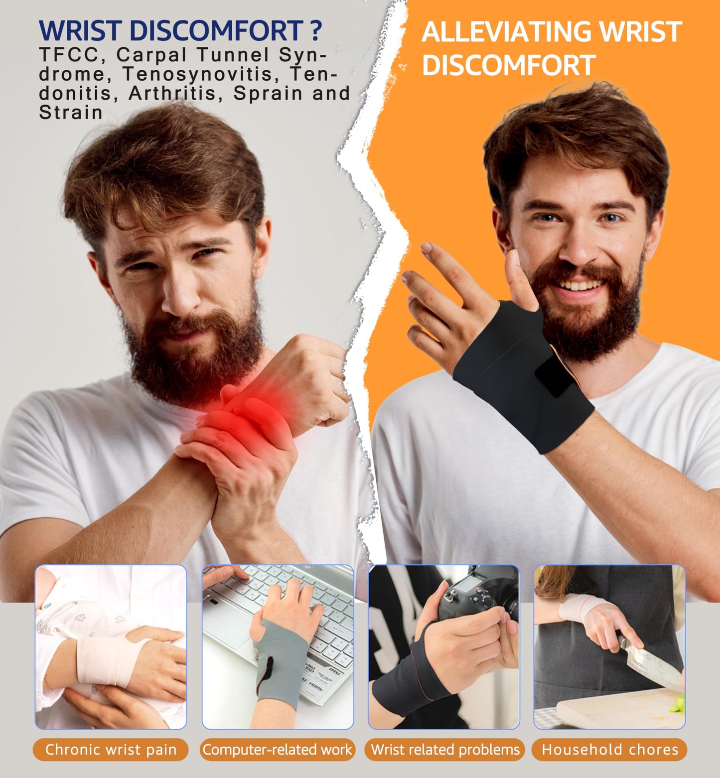 HiRui Ultra-Thin Elastic Wrist Brace Wrist Wraps, Compression Wrist Straps Support for Carpal Tunnel Arthritis Tendonitis Sprains Pain Relief Workout, Soft & Comfortable (Black (Pack of 2))