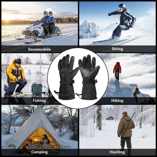 Heated Gloves 5V 6000mAh for Men Women- Rechargeable Heated Gloves with Finger & Handback Warming, Waterproof Thermal Electric Heating Gloves for Sports Cycling,Hiking,Hunting, Outdoor Work