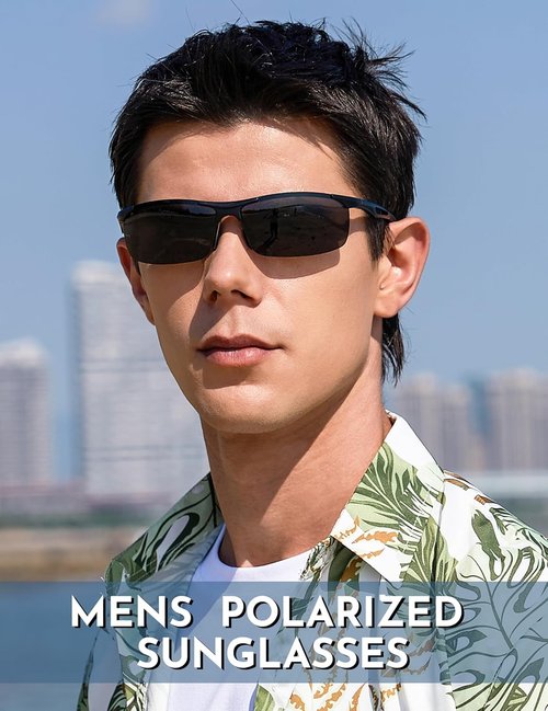 BIRCEN Polarized Sunglasses - Lightweight Metal Wraparound Design | UV Protection for Men