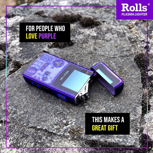 Rolls Electric Lighter - Stocking Stuffers - Gifts for Men - Cool Lighters - Electric Lighters Rechargeable - Mens Gifts - Retro Gamer - Birthday Gifts for Men - (Atomic Purple)