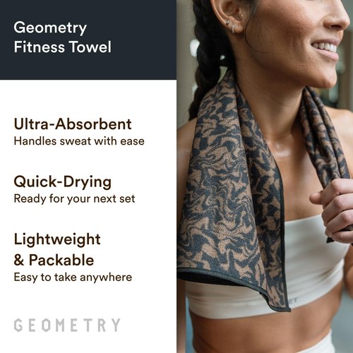 GEOMETRY Gym Towels for Working Out - Double-Sided, Compact & Quick Dry, Super Absorbent Microfiber Sweat Towel - Premium Microfiber for Gym - in Line, 16" x 30", 1 Piece