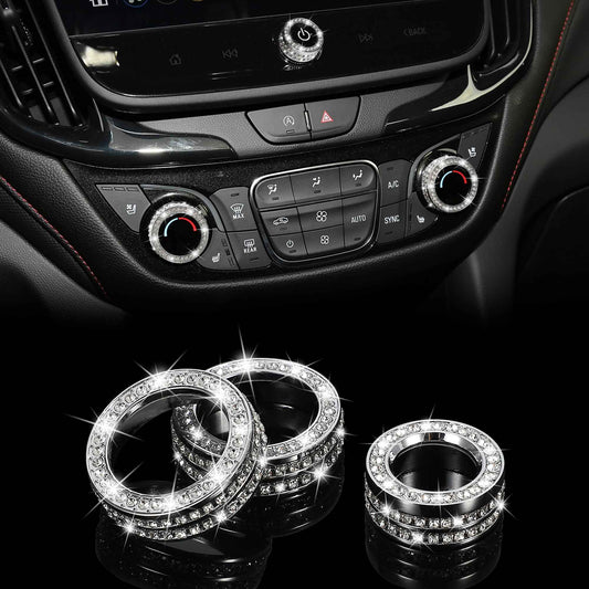 TOMALL Bling AC Air Conditioning Knob Button Cover Compatible with Chevy Equinox Malibu Volume Knob Trim Centre Console Air Conditioner Switch AC Climate Knob Cap Bling Interior Accessories for Car
