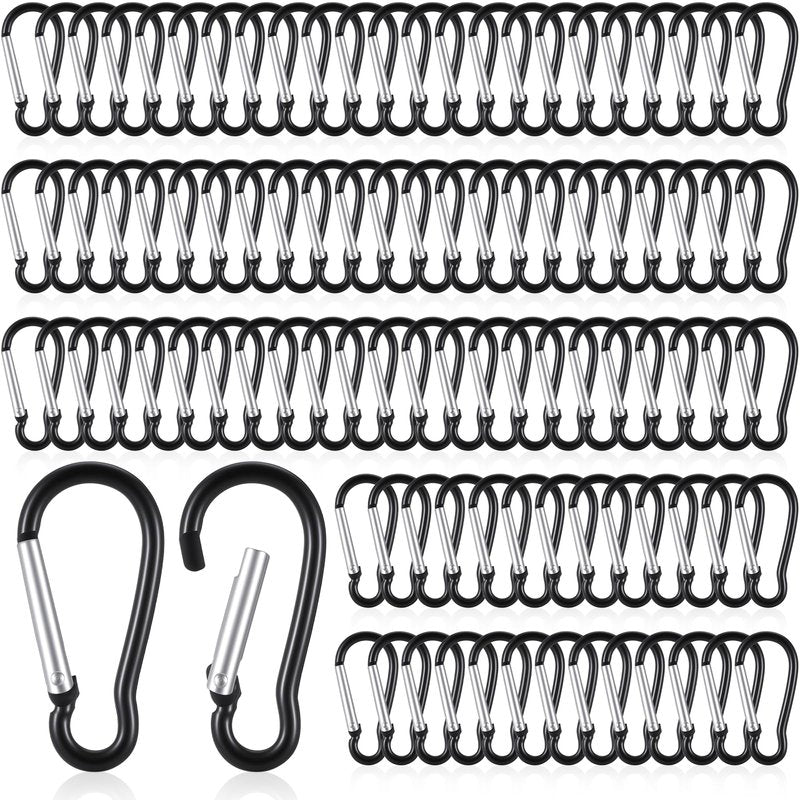 BOHUIZ 300 Pcs M5 Carabiner Clips, Heavy Duty Spring Snap Hook Bulk Aluminum Alloy Clip Quick Link Keychain for Hanging Camping Hiking Traveling Fishing Outdoor