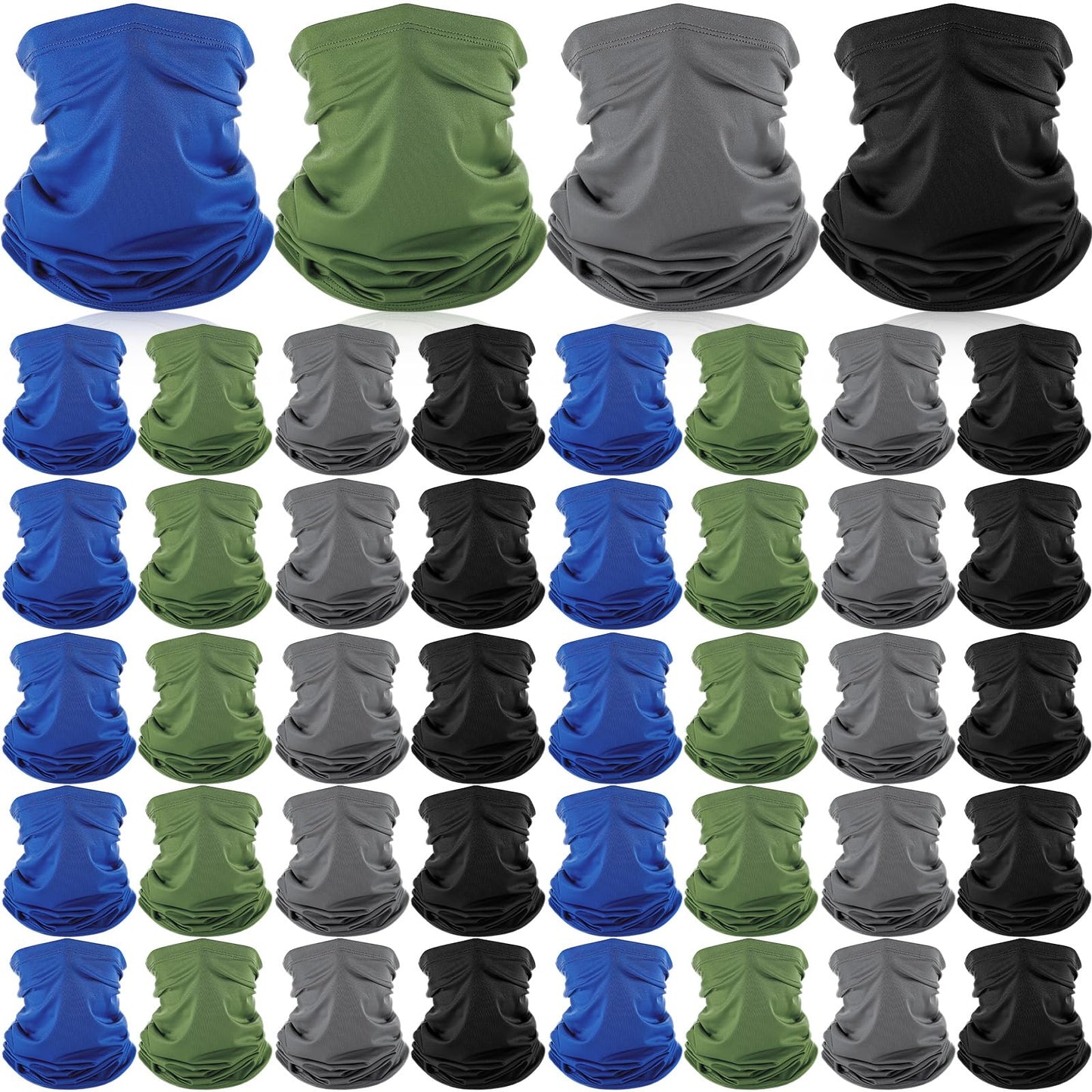 Jeere 40 Pcs Neck Gaiter Bulk Summer Face Mask UV Protection Face Cover Scarf Balaclava Bandana for Men Women Sports Running(Dark Color)