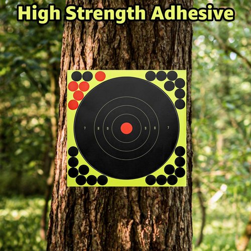 50PCS Self Adhesive Shooting Target, 12 Inch Paper Sticker Targets with Cover-up Patches, Paper Target for Gun, Pistol, Rifle, Bb Gun, Airsoft, Pellet Gun, Air Rifle
