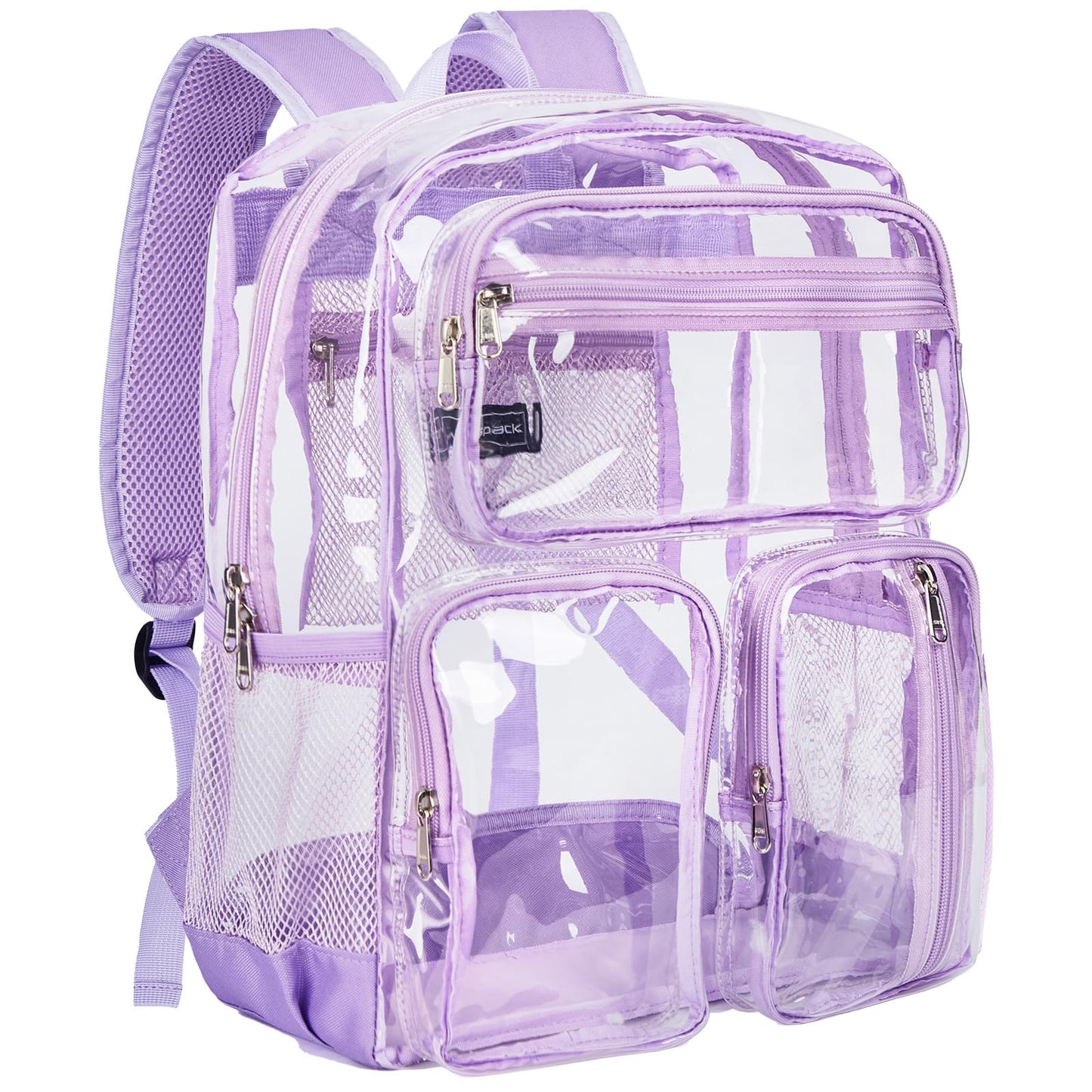 Vorspack Clear Backpack Heavy Duty - See Through Bookbag for Girls Boys Large Transparent Backpacks for Work, Travel, Festival - Purple