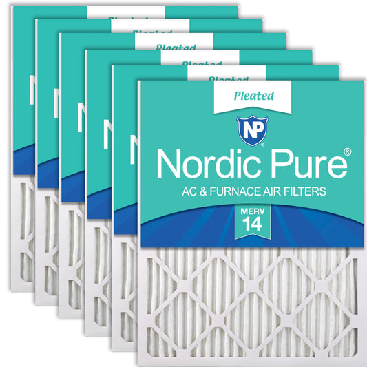 Nordic Pure 16x24x1 (15 1/2 x 23 1/2 x 3/4) Pleated MERV 14 Air Filters 6 Pack