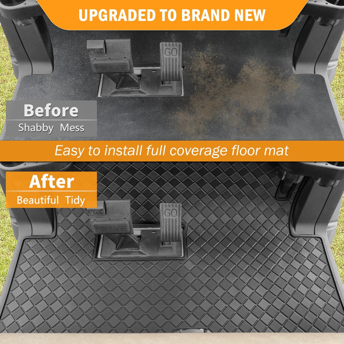 Club Car Precedent Rubber Floor Mat,Upgraded Non-Slip Full Coverage Liner Mat Fit Club Car Precedent 2004-2025,Onward&Tempo 2017-2025,Villager&V4L 2019-2025,8MM Thick Heavy Duty Rubber Mats Black Trim