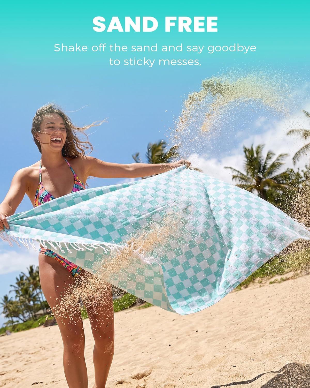 Turkish Checkered Plaid Beach Towel - Oversized, Quick-Dry, Sand-Free Travel Essential
