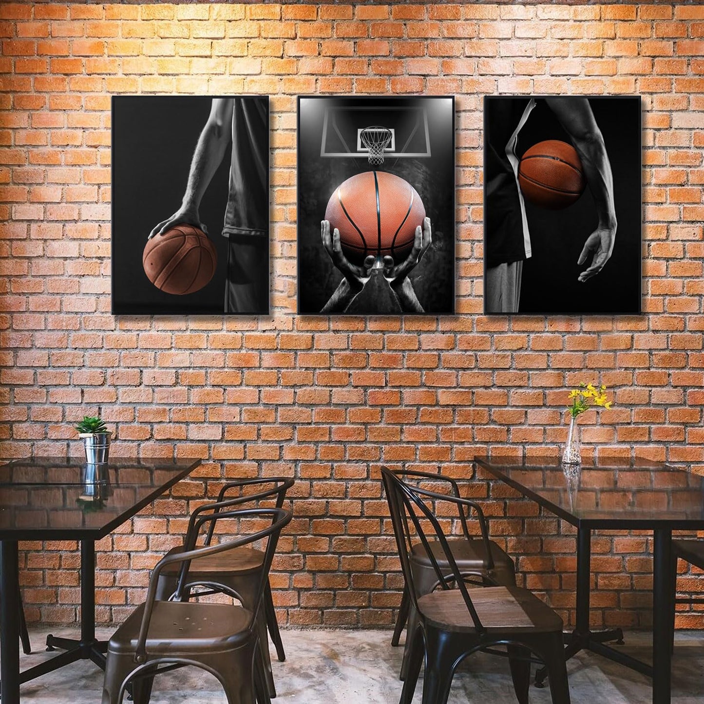 Basketball Posters Canvas Wall Art Set of 3 - Black and White Sports Decor for Mens Teen Boys Room Bedroom Dormitory Office Wall Decor (12x16 Inches) Unframed