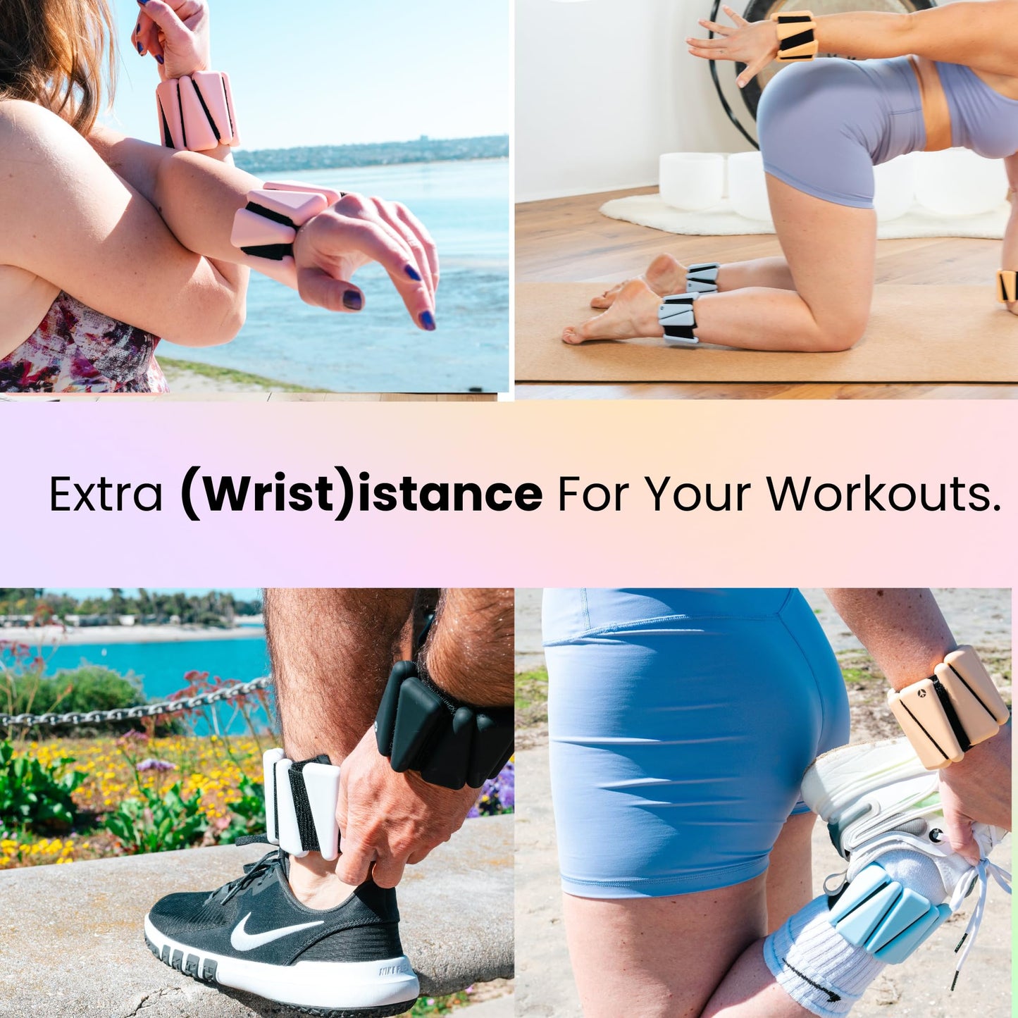 OmWeights - Wrist and Ankle Weights for Women and Men | Elevate Your Workouts With Weighed Bangles | Cardio, Yoga, and Pilates Ankle Weights For Women and Men | Adjustable Leg and Arm Weights 1lb Each (Rosewood)