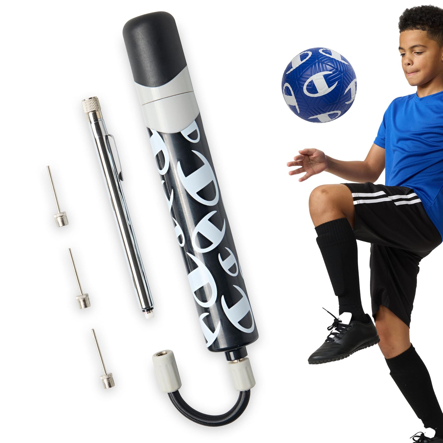 Champion Replacement Ball Pump with Metal Inflation Replacement Needles for Sports Balls with Compact Case, Compatible with Most Pumps for Basketball, Soccer, Football, Volleyball & Yoga Balls