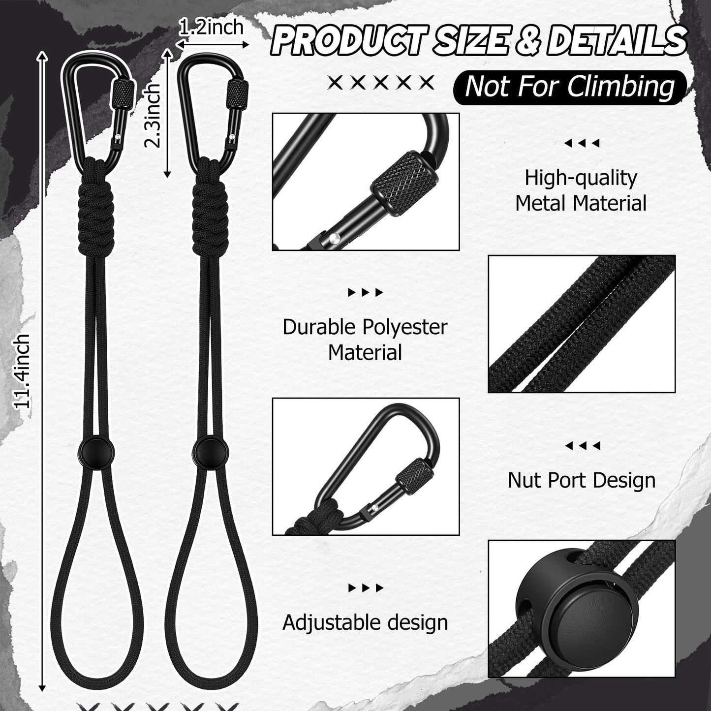 ElaraBerry 6 Pcs Backpack Locking Clip Heavy Duty with Paracord Lanyard, Organizer Accessories for Camping Hiking Traveling Water Bottle