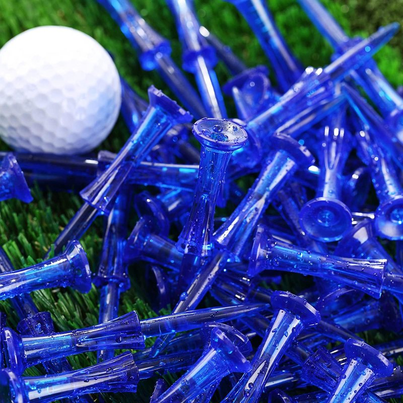 WMAWJBT Golf Tees 3-1/4’’ 50 Count Plastic Golf Tees Reduced Friction & Side Spin Professional Unbreakable Durability and Stability Blue