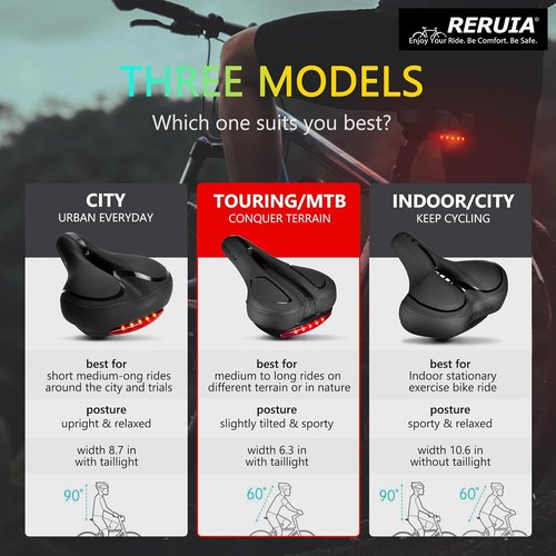 Large Comfortable Bike Seat | Wide Saddle with Shock Absorption & Memory Foam - Waterproof Leather Cover