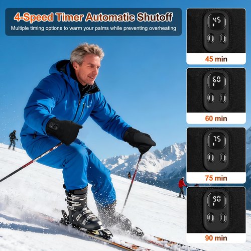 Heated Gloves for Men Women – 2 in 1 Full & Half Finger Design, Rechargeable Heated Fingerless Gloves with Touchscreen, Gifts for Christmas, Winter Hand Warmer for Work, Game, Cycling, Skiing, Large