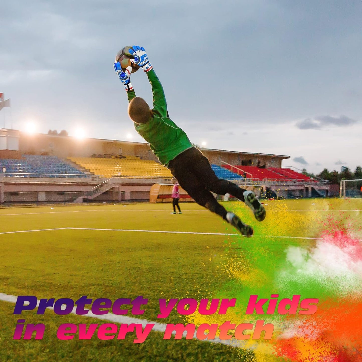 Sportout Kids Goalkeeper Gloves - Non-Slip Latex Soccer Gloves with Double Wrist Protection | Size & Color Options Available