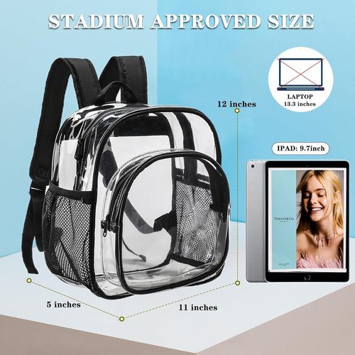 Clear Backpack - Stadium Approved 12x12x6 | Ideal for Concerts, Festivals, and Security