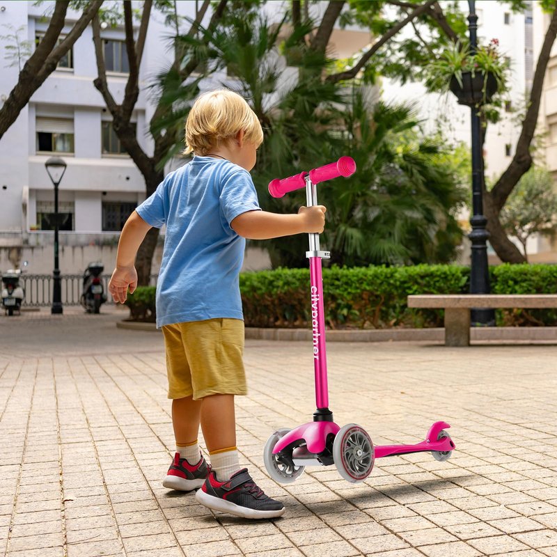 Kids Scooter, Children and Toddler 3 Wheel Kick Scooter for Boys & Girls Ages 2-5, LED Lighted Wheels and 3 Adjustable Height Handlebars, Lean-to-Steer (Pink)