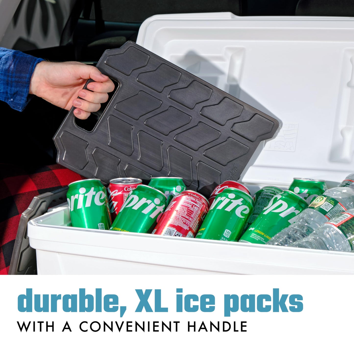 Cool Coolers by Fit & Fresh XL Slim Cooler Ice Blocks, Reusable & Long Lasting XL Ice Packs for Coolers, Slim XL Ice Packs for Cooler Bags, Space Saving, Quick Freeze, 10"x 13", Black, 2PK