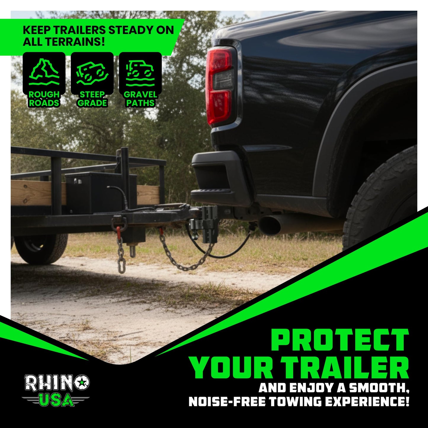 Rhino USA Adjustable Trailer Hitch (2in Receiver) - 6in Drop/Rise