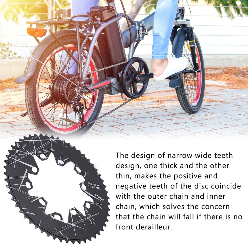 Oval Chainring, Enhanced Power Transfer Narrow Wide Chainring 110/130mm BCD 54T for Road Cyclists 7 8 9 10 Speed Bikes Maintenance and Spare Parts