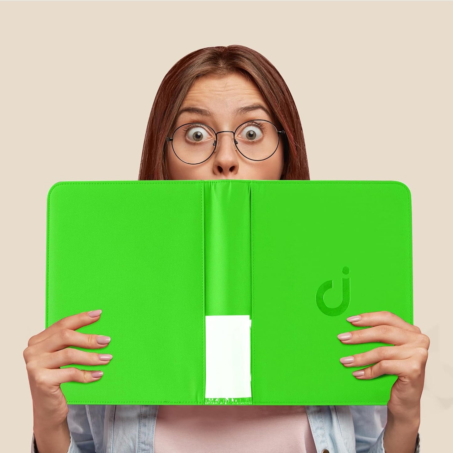 Top Loader Binder - Holds 128 Trading Cards | 4 Pocket Design for 3" x 4" Rigid Holders - Brilliant Green