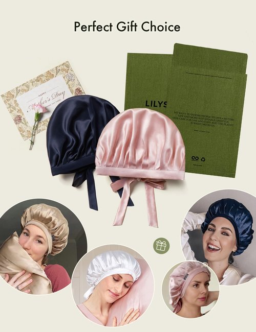 LilySilk 100% Mulberry Silk Bonnet Flat Front Silk Night Sleep Cap Adjustable Hair Wrap for Sleeping, Avocado Green