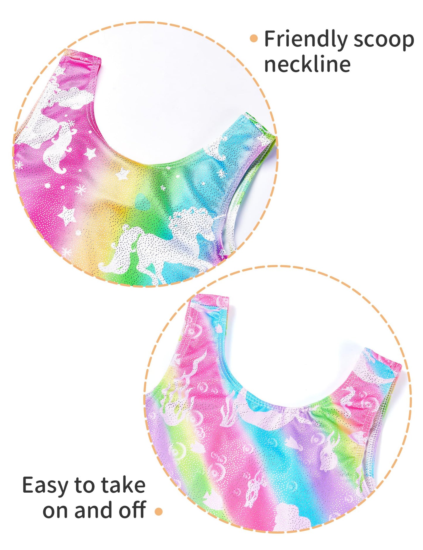 Nokecina Gymnastics Leotards for Girls 7-8 Years Old Sparkly Athletic Sleeveless Tumbling Outfit Rainbow Unicorn Mermaid Unitards