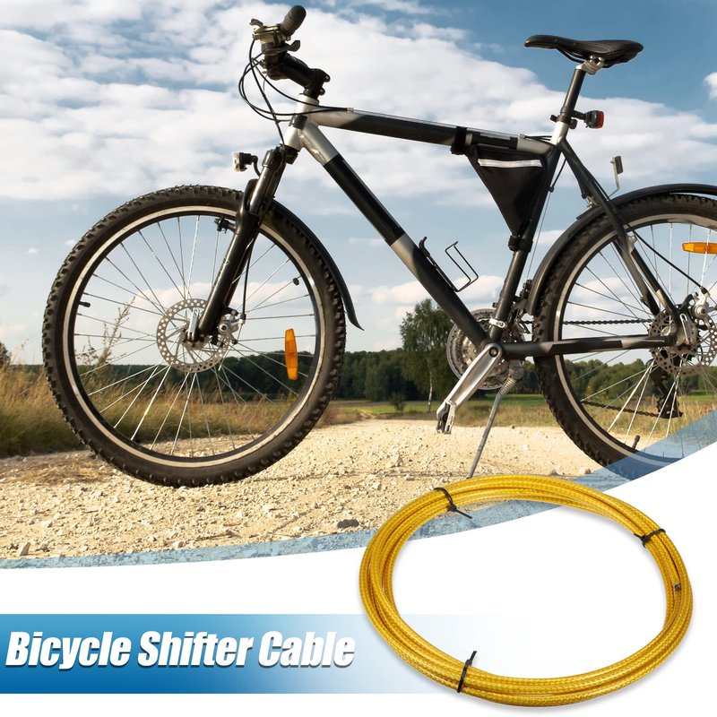 X AUTOHAUX Bicycle Shifter Cable Bike Brake Shifter Cable Brake Line Tube Cycling Accessories Gold Tone