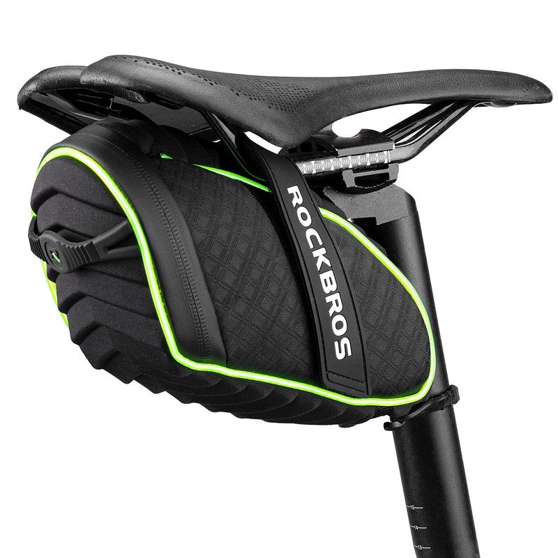 ROCKBROS Bike Seat Bag with LED Light, Waterproof 3D Shell Bicycle Saddle Bag with Rain Cover for Road & Mountain Bikes