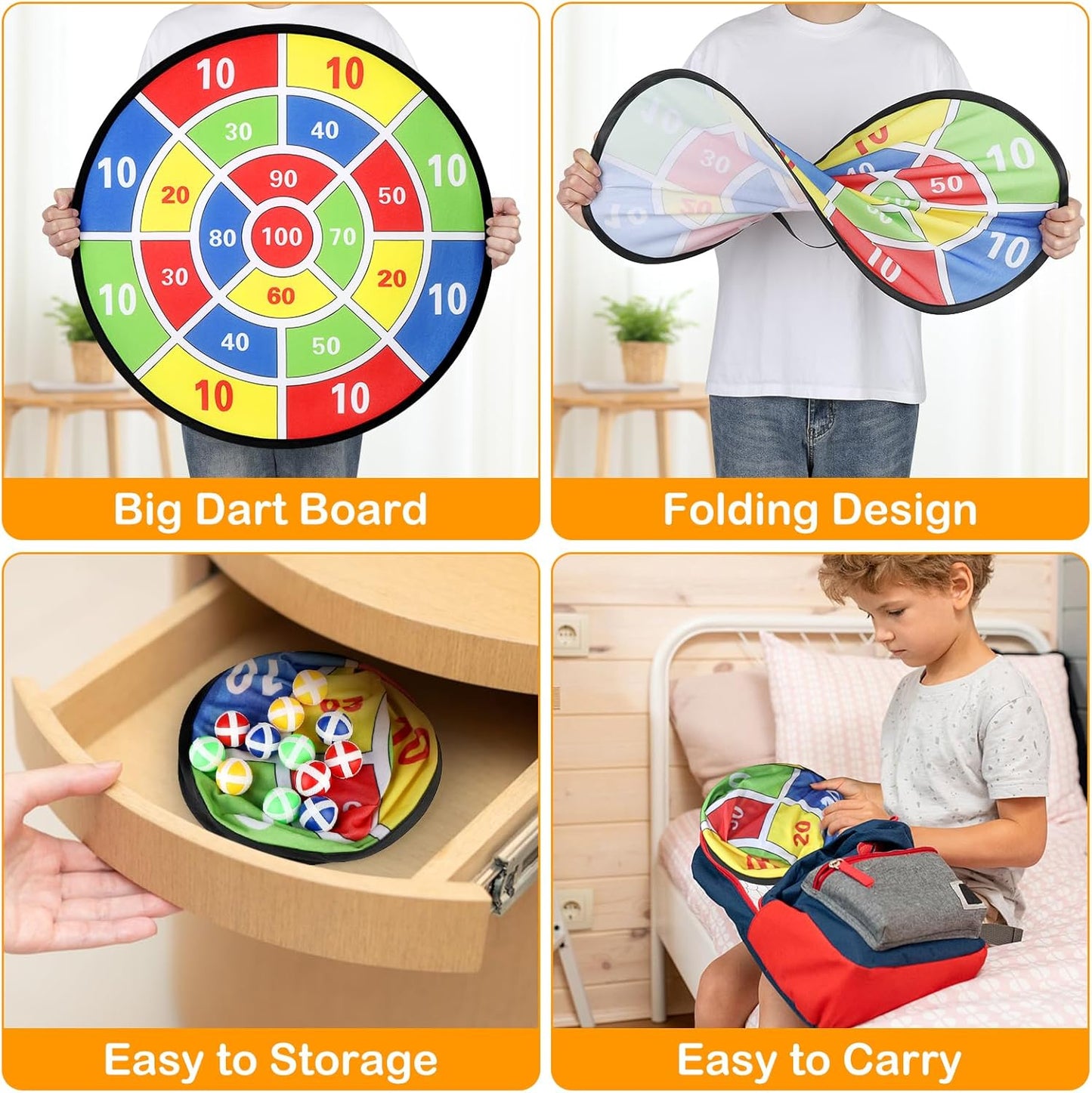Accmor 29" Large Dart Board - Fun Outdoor Game for Kids with Sticky Balls | Ideal Birthday Gift for Ages 3-12